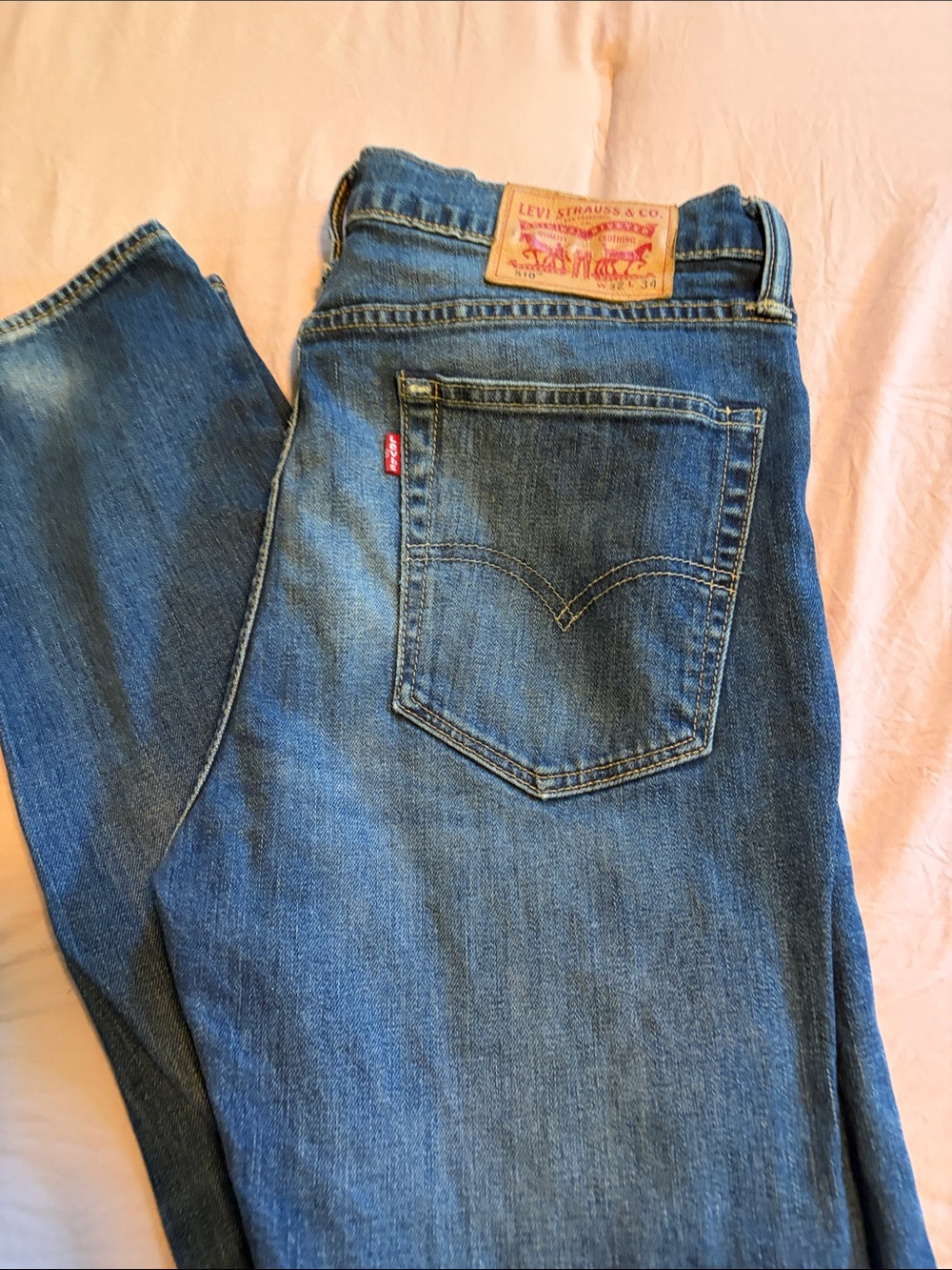 Levi's Blue Denim Jeans with Tan Leather Patch